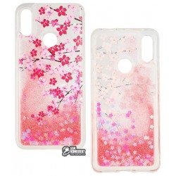 Чехол для Xiaomi Redmi Note 7, Lovely Stream, силиконовый с жидкостью, (sakura)