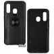 Чехол для Samsung A405 Galaxy A40 (2019), Leather Design Case With Ring, силикон-пластик, черный