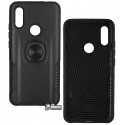 Чехол для Xiaomi Redmi 7, Leather Design Case With Ring, силикон-пластик, черный