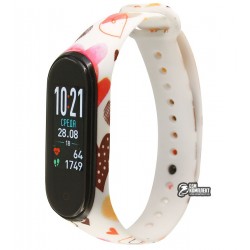 Ремінець для Mi Band 3 / Mi Band 4, з візерунком, сердечка Ремінець для Mi Band 3 / Mi Band 4, з візерунком, сердечка