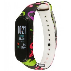 Ремешок для Mi Band 3 / Mi Band 4, с узором зеленые цветы