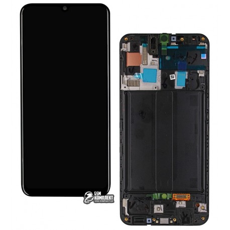 Дисплей для Samsung A505F/DS Galaxy A50, черный, с сенсорным экраном (дисплейный модуль), с рамкой, Original, #GH82-19204A