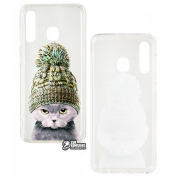 Чехол для Samsung A205 / A305 Galaxy A20 (2019) / A30 (2019), Toto Acrylic, силикон+акрил, прозрачный, кот