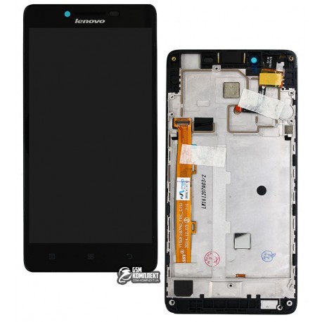 Дисплей для Lenovo A6000, K3 (K30-T), K3 (K30-W), черный, с сенсорным экраном (дисплейный модуль), с передней панелью