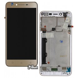 Дисплей для Lenovo A6020a46 Vibe K5 Plus, Lemon 3, золотистый, с сенсорным экраном (дисплейный модуль), с рамкой, Original (PRC)