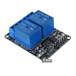 Двухканальный релейный модуль с опторазвязкой 12V Двухканальный релейный модуль с опторазвязкой 12V