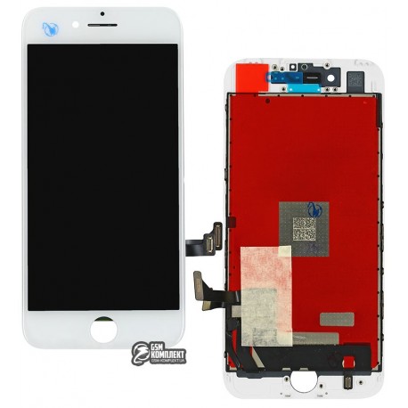 Дисплей iPhone 7, белый, с сенсорным экраном (дисплейный модуль), с рамкой, High Copy