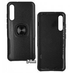Чехол для Xiaomi Mi A3, Mi CC9e, Leather Design Case With Ring, силикон-пластик, черный
