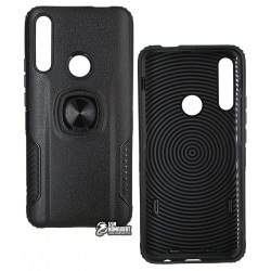 Чехол для Huawei P Smart Z, Leather Design Case with Ring, силикон-пластик, Black