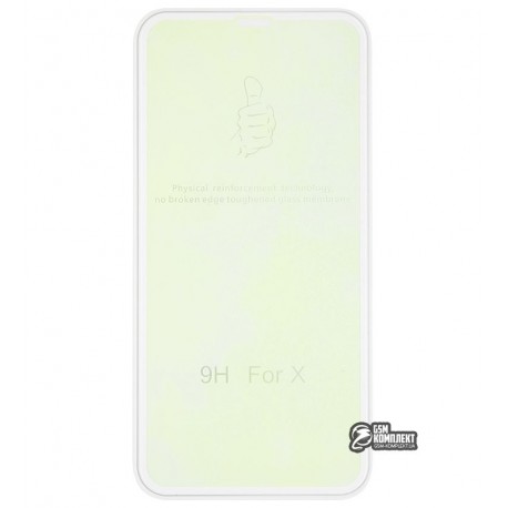 Закаленное защитное стекло для iPhone X, iPhone Xs, iPhone 11 Pro, 2.5D, Full Glue, Anti Blueray, белое