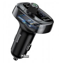 FM-трансмиттер модулятор Baseus + АЗУ T-Typed Bluetooth FM Launcher 3,4 A 2USB black (CCTM-01)