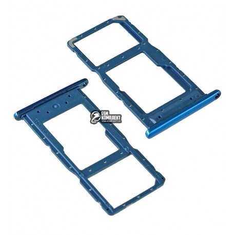 Держатель SIM-карты для Huawei P Smart (2019), голубой, c держателем MMC, aurora blue