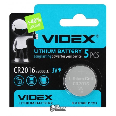 Батарейка CR2016 VIDEX, 3V