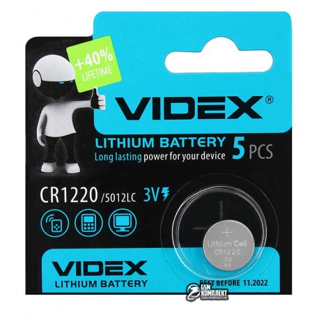Батарейка CR1220 VIDEX, 3V