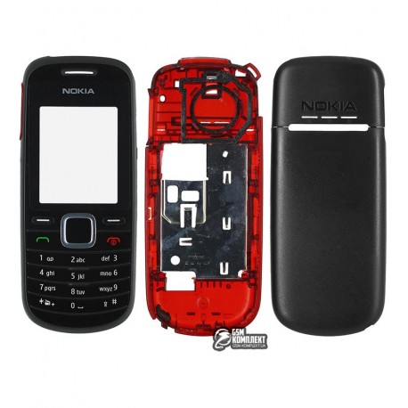 Корпус для Nokia 1661, High quality, чорний, повний комлект