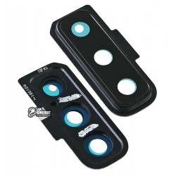 Стекло камеры Samsung A750 Galaxy A7 (2018), черное, с рамкой