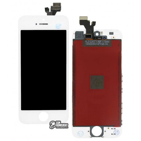 Дисплей iPhone 5, белый, с сенсорным экраном (дисплейный модуль), с рамкой, Сopy, NCC ESR ColorX