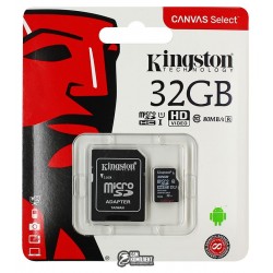 Карта пам'яті 32 GB microSD Kingston UHS-I G2 Class10 (SDC10G2 / 32GB)