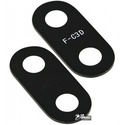 Стекло камеры Xiaomi Redmi 6, размер 18,3x8,3 мм, для двух камер, черное