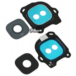 Стекло камеры для Samsung J600F Galaxy J6, J600GZ Galaxy On6, черное, с рамкой