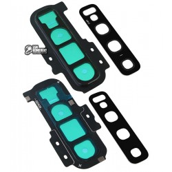 Стекло камеры Samsung G975 Galaxy S10 Plus, черное, с рамкой, prism Black, ceramic black