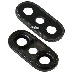 Стекло камеры Apple iPhone X, черное, с рамкой Стекло камеры Apple iPhone X, черное, с рамкой