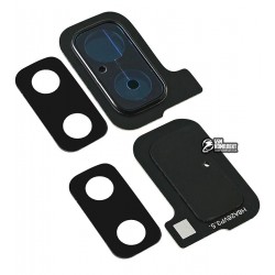 Стекло камеры для Samsung J610 Galaxy J6+, черное, с рамкой