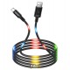 Кабель Type-C - USB, Usams US-SJ287 U16 Voice Control LED Flowing, 2А, 1метр, с LED подсветкой