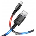 Кабель Type-C - USB, Usams US-SJ287 U16 Voice Control LED Flowing, 2А, 1метр, с LED подсветкой