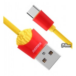 Кабель Type-C - USB, Remax RC-114a, круглый, 2,4A, 1 метр, желтый