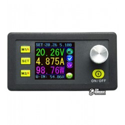 Високоточний регульований понижуючий перетворювач RD DP50V5A, з кольоровим дисплеєм, Vin: 6.00 - 55.00 V, Vout: 0 В - 50.00 V, Iout: 0 - 5.000 A Високоточний регульований понижуючий перетворювач RD DP50V5A, з кольоровим дисплеєм, Vin: 6.00 - 55.00 V, Vout: 0 В - 50.00 V, Iout: 0 - 5.000 A