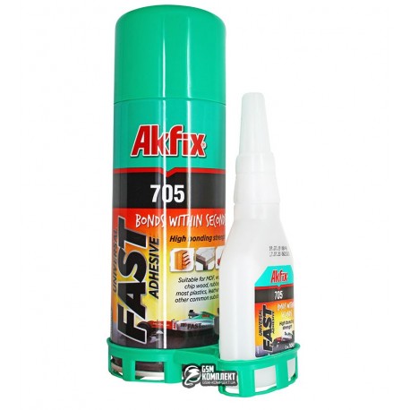 Akfix 705, гелиевый клей с активатором(100г + 400г)