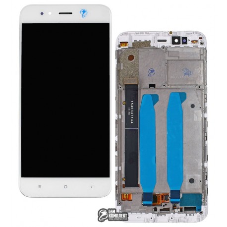 Дисплей Xiaomi Mi 5X, Mi A1, белый, с сенсорным экраном (дисплейный модуль), с рамкой, Original (PRC)