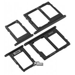 Держатель SIM-карты для Samsung J400 Galaxy J4 (2018), черный, комплект 2 шт., c держателем MMC