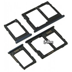Держатель SIM-карты для Samsung J415 Galaxy J4+, черный, комплект 2 шт., c держателем MMC