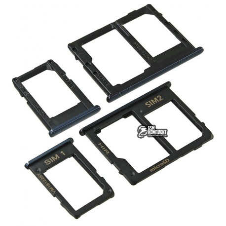 Держатель SIM-карты для Samsung J415 Galaxy J4+, черный, комплект 2 шт., c держателем MMC