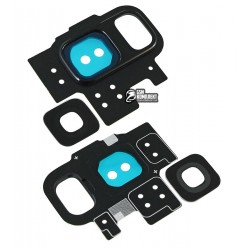 Стекло камеры Samsung G960 Galaxy S9, черное, с рамкой, midnight black