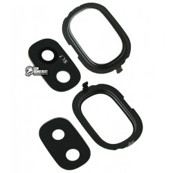 Стекло камеры Samsung J400 Galaxy J4 (2018), черное, с рамкой