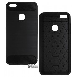 Чехол для Huawei P10 Lite (2017), Polished carbon, силиконовый, черный