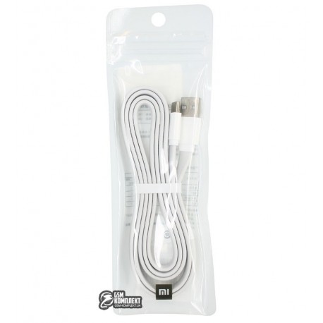 Кабель Type-C - USB, Xiaomi QC Cable, 1 метр, силиконовый, плоский, белый