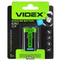 Батарейка Videx 6LR61, крона, 9V, Alcaline, зелена, 1 штука