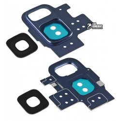 Стекло камеры Samsung G960 Galaxy S9, синее, с рамкой, coral blue