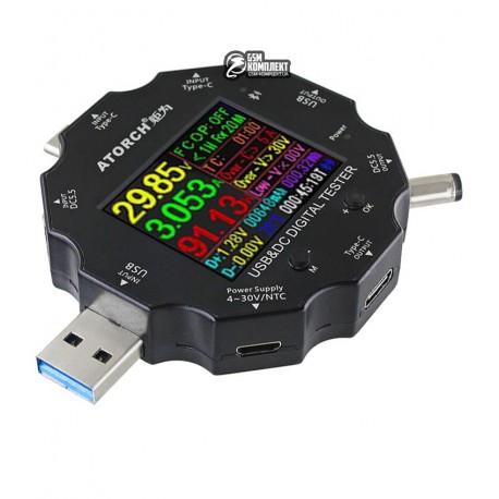 USB Тестер ATORCH UD18, DC:3,6V-32V, I:0-5,1A, 0-99999Ah, 0-99999Wh