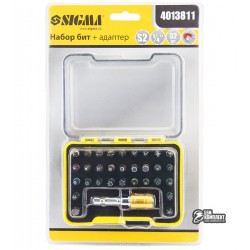 Набор бит с адаптером Sigma в кейсе, 32 шт, S2 Chrome, 4013811