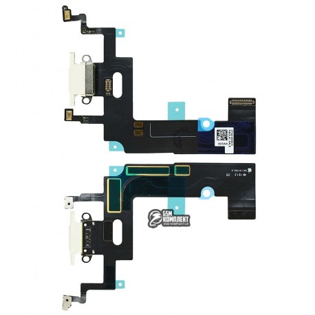 Шлейф для Apple iPhone XR, коннектора зарядки, белый, с микрофоном