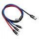 Кабель 3в1, Lightning+Micro+Type-C - USB, Baseus Three Primary Colors, 3.5A, 0.3м