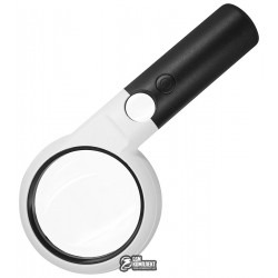 Лупа ручная CH75-10L, 5x-d75мм, 20x-d21мм, Led подсветка Лупа ручная CH75-10L, 5x-d75мм, 20x-d21мм, Led подсветка