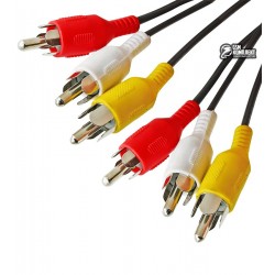 Кабель RCA соединительный, 3RCA - 3RCA черный, 1,2 м