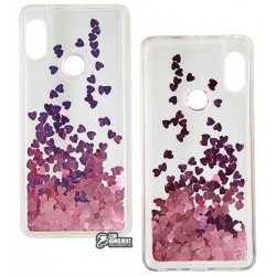 Чехол для Xiaomi Redmi Note 5 Pro, Lovely Stream, силиконовый с жидкостью, сердечки