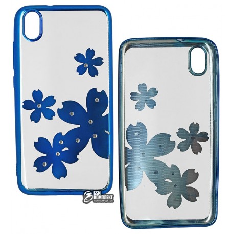 Чехол для Xiaomi Redmi 7A, Toto Electroplate, силикон, прозрачный, Flowers Чехол для Xiaomi Redmi 7A, Toto Electroplate, силикон, прозрачный, Flowers